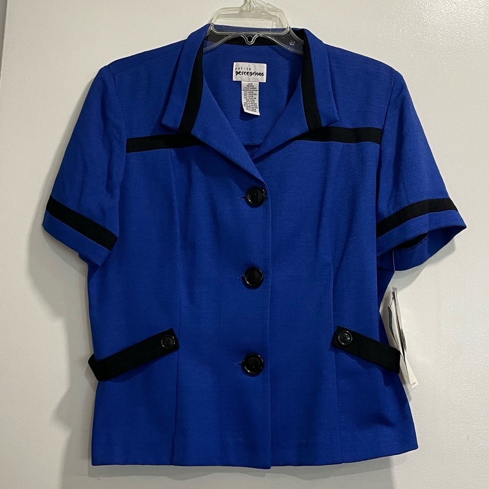 Perceptions Blue Button Top Size 12P VINTAGE